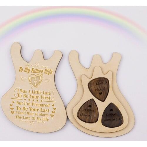 Wooden guitar picks box custom plectum holder set personlized laser engred gifts dropshipping 2020 center store ES0022