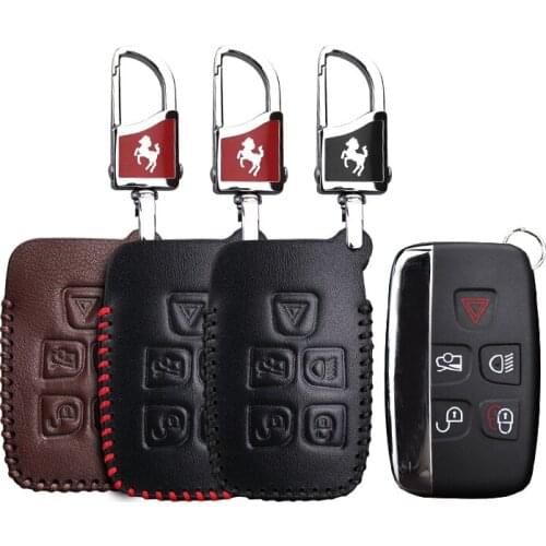 KUKAKEY Leather Car Key Case Fob Cover For Jaguar XF XK XKR X-type XE V12 Guitar Scissors Smart Key Protected Bag Holder Shell