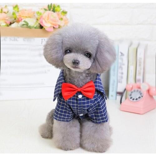 Summer Dog Shirts Gentleman Dog Casual Clothes Wedding Suit Formal Shirt For Small Dogs Bowtie Tuxedo Pet Clothing For Cats