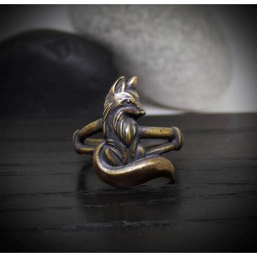 Hot Sale Creative Silver Color Old Fox Copper Ring Mens Womens Ring Couple Rings Jewelry Sets Mens Bijouterie Female Wedding