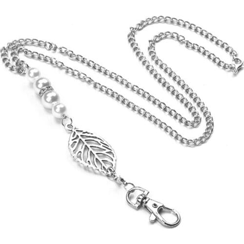 Leaves Retractable Name Badge Reel Lanyard with ID Card Holder Necklace Women 649D