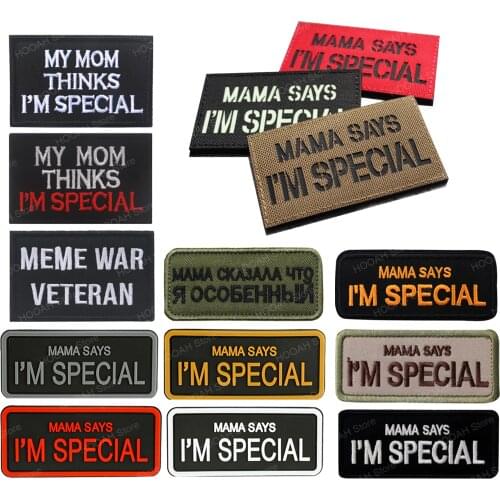 MAMA SAYS I'M SPECIAL Funny Words Rubber PVC Embroidery Reflective Tactical Embroider Hook/Lp Patch