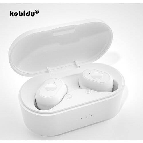 Kebidu In-ear Earphones TWS Mini Wireless Bluetooth 5.0 HiFi Stereo Earphones with Digital Charge Box Wireless Earphone PK W12