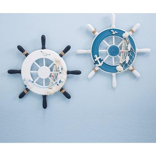 Nautical Decor Wooden Ship Wheel Boat Steering Rudder Wall Decor Door Hanging Ornament Beach Theme Home Decoration
