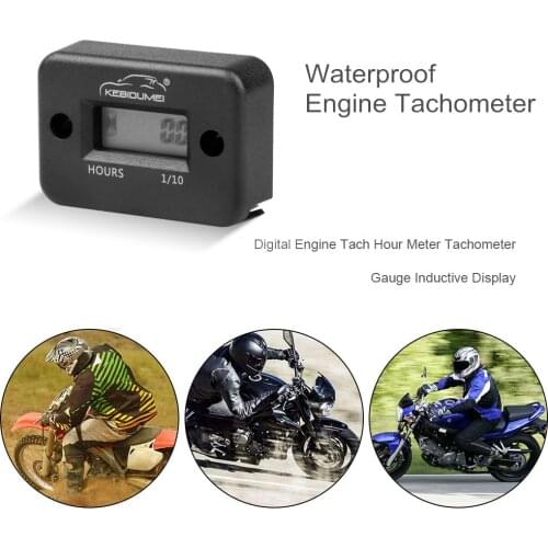 Motorcycle Hour Meter Waterproof Inductive Hour Meter LCD Display Digital for UTV ATV Electric saw Engine Not Tachometers Model