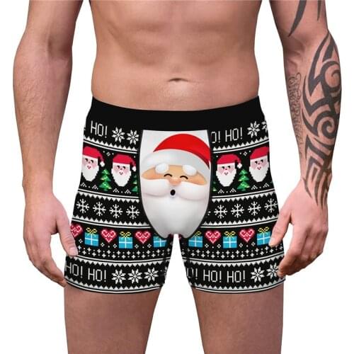 Male Panties Men Humorous Underwear Funny Boxers Breathable Underpants Man Novelty Boxer Shorts Christmas Holiday Boxer Briefs