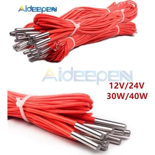 12V 24V 30W 40W Ceramic Cartridge Heater 6mm*20mm For Extruder 3D Printers Parts Heating Tube Heat 1M Length Extrusion Part