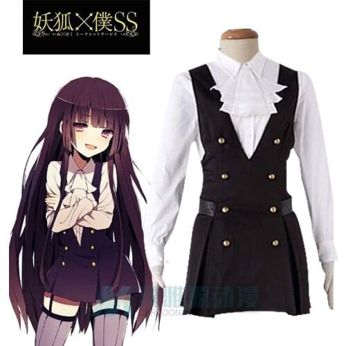 New Shirakiin Riricho Anime Inu X Boku SS Cosplay Cartoon Halloween Cos Woman Cosplay Costume Shirt Skirt Bow Tie Accessories