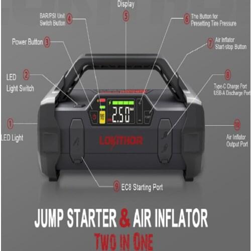 OEING 4 IN 1 Car Jump Starter Power Bank 20000mah 2000A with air pump 150PSI Portable Emergency 12V Car Booster Starting charger