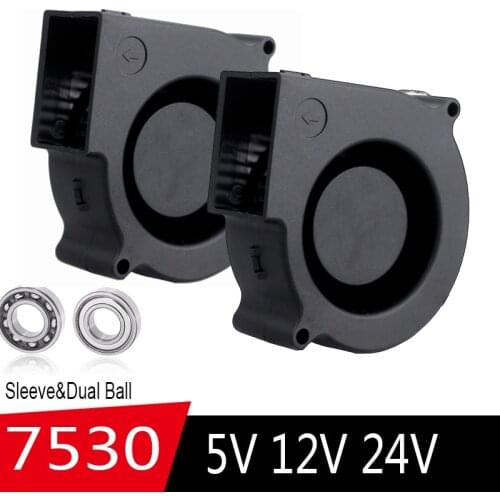 1pcs Gdstime 75mm 75x30mm DC 5V 12V 24V Sleeve&Dual Ball Turbo Centrifugal Fan Cooler 7530 Brushless Air Flow Cooling Fan