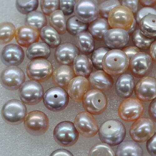 Wholesale 200g loose freshwater real pearl 8mm half drilled flat button beads