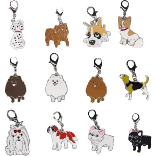 12pcs/lot Dog Collar Charm Id Tags with Diffrernt Dog Types Pet Collar Charm Cat Pendant Necklace New Puppy Accessories 29 Types