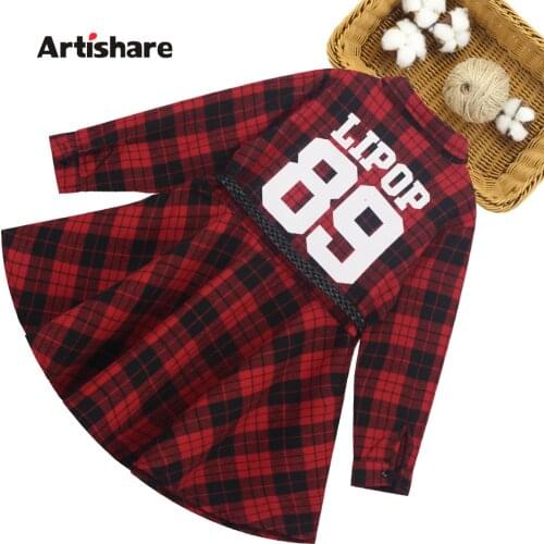 Dress For Girls Letter Dresses Girl Plaid Pattern Children Dress With Belt Teenage Kids Costume 6 8 10 12 14