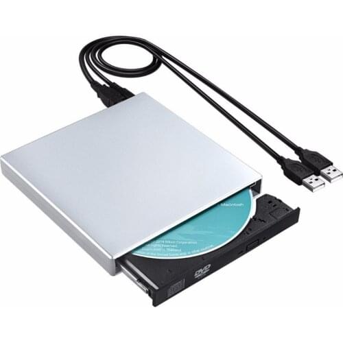 Professional Slim External USB 2.0 DVD Drive CD RW Writer Burner Reader Player For PC Laptop External DVD Drive with 2pcs Cables
