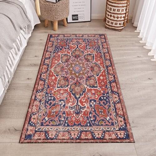 Retro Persian Ethnic Floor Mat Home Vintage Red Floral Geometry Bedside Mat Kitchen Runner Mat Non-slip Bathroom Mats Toilet