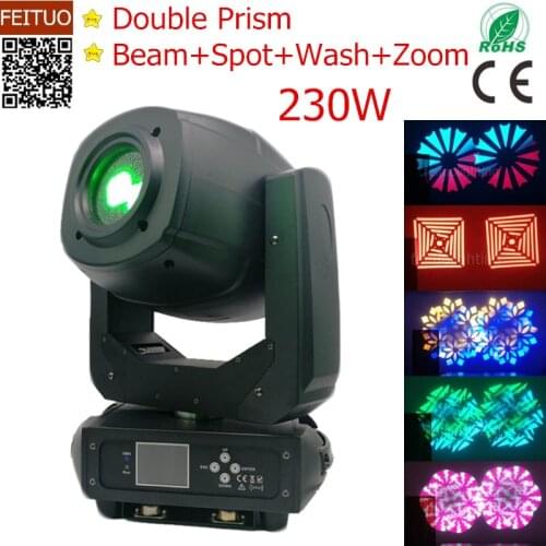 4pcs/lot Stage Lighting LED Spot Moving Head Light 230w 3in1 Beam Spot Wash Double Prism DMX512 Moving Head Disco Party Light