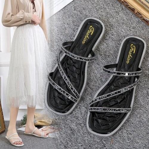New Women Summer Outdoor Sandal High Square Heel Flip Flop Ladies Brand Women Slipper Elegant Women Slides Shoes Size 34-43