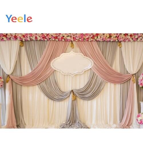 Yeele Wedding Curtain Flower Party Princess Bridal Stage Baby Portrait Photo Backgrounds Photographic Backdrop For Photo Studio