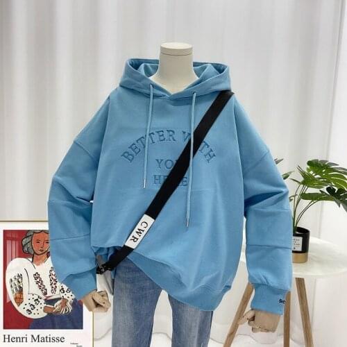 Sweatshirt Womens Spring And Autumn Thin 2021 New Korean Fashion Letters Loose Hooded Versatile