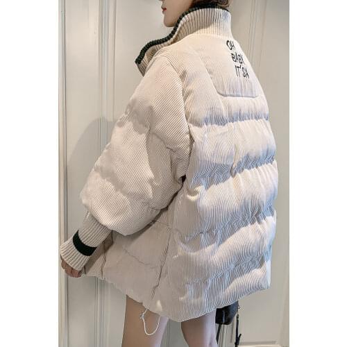 Corduroy winter coat new style Korean loose winter coat bread coat