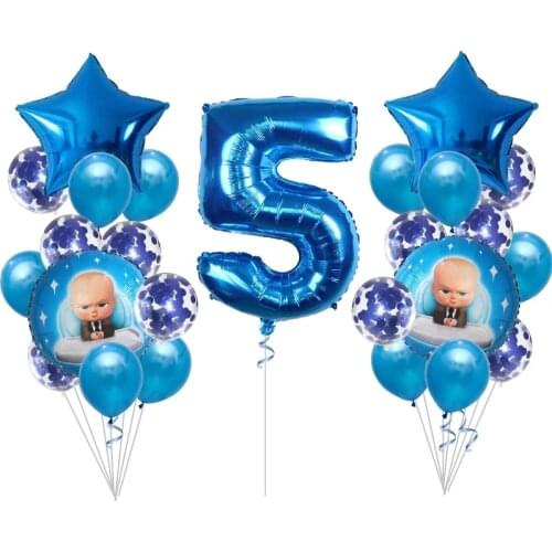 25pcs Boss Baby Aluminum Balloon Cartoon Popular Foil Helium Balloon Kids Birthday Party Supplies Boy Girl 1st 2st Birthday Toy