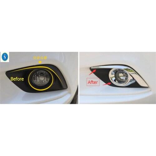 Yimaautotrims Bright Accessories Front Fog Light Lamp Ring Eyelid Eyebrow Cover Trim For Mazda 6 Sedan & Wagon 2013 2014 2015