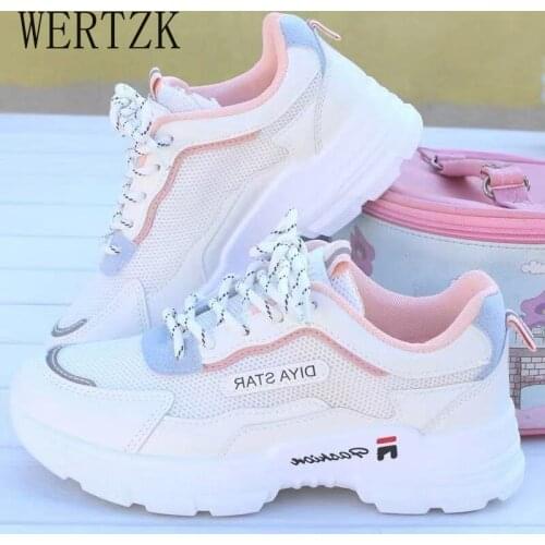 2021 Womens Shoes Casual Sport Sneakers Womens Vulcanize Shoes Thick Sole Running Breathable Female Chunky Sneakers Size 35-40