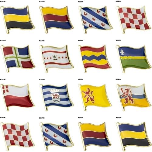 Flag Laple Pin Badge Brooch Gelderland Noord-Holland Friesland Noord-Brabant Groningen Drenthe Overijssel Flevoland