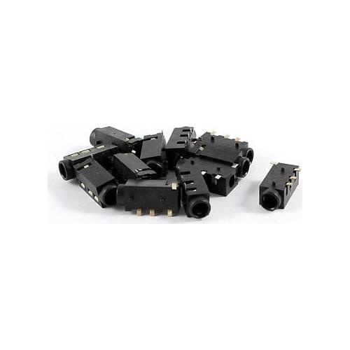 10 Pcs 4 Terminals PCB Mounting 3.5mm Jacks Connectors Socket Gold Tone Plated