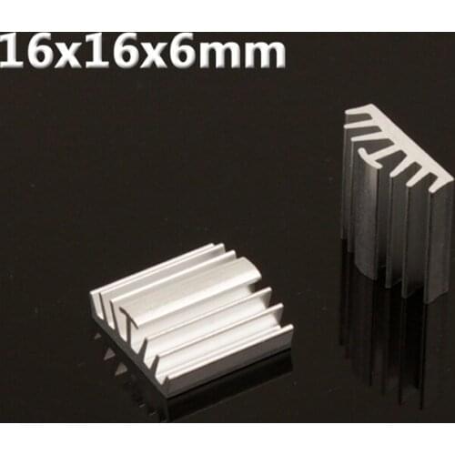 Fast Free Ship 10pcs/lot 16x16x6mm high quality Aluminum Alloy fin heat sink multicolor optional MOS memory router radiator
