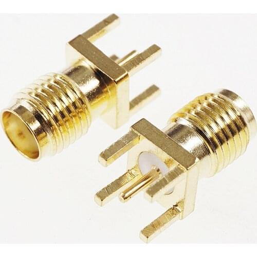 10 pcs Gold Plate PCB Mount SMA Jack Coaxial RF Connector Receptacle Female Socket Panel Mount Through Hole Vertical 50 OHm
