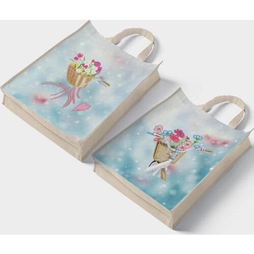 2Pcs Fashion DIY Diamond Painting Eco Bag Handbag Mosaic Reusable Shopping Storage Bag Household Foldable Storage Gift