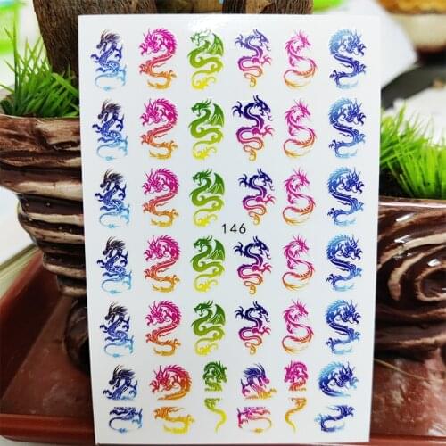 3D Nail Sticker Decals Self-adhesive Stickers for Nails Colorful Chinese Dragon Stickers for Manicure Nail Art Decoration