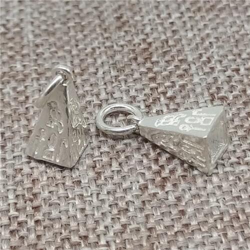 925 Sterling Silver Pyramid Charm with Ancient Egyptian for Bracelet Necklace