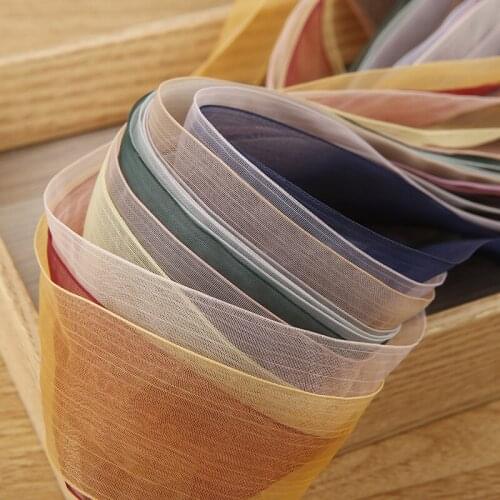 5 yards/lot Solid color Striped Jelly Gauze Organza Ribbons for DIY Hair Bow Material DIY Bouquet Gift Packing Supplies