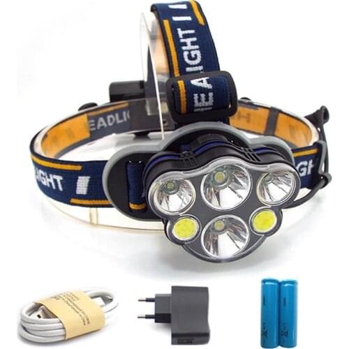 6 LED high power COB LED Headlamp T6 Waterproof Fishing Super Bright Flashlight For Camping Lamps lampe frontale Frontal Light
