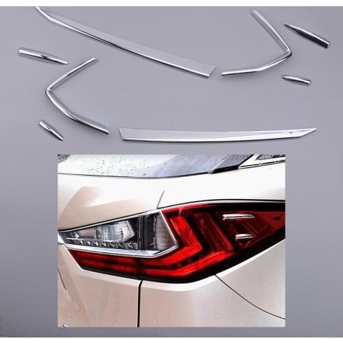 8pcs Silver ABS Tail Light Rear Lamp Hood Cover Trim Frame Sticker Stripes Fit For Lexus RX 2016 2017 2018