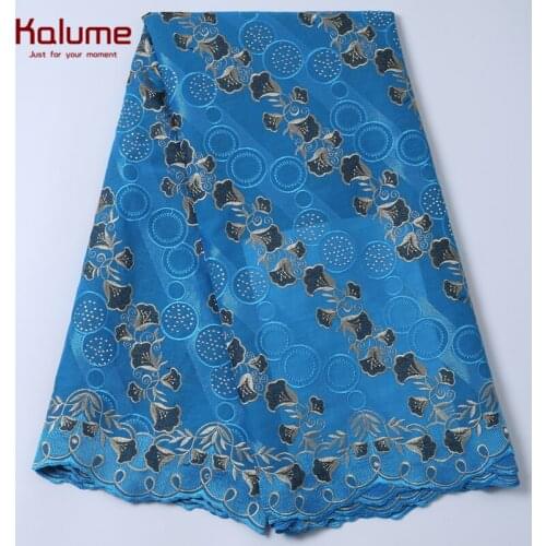 Kalume African Swiss Cotton Lace Fabric High Quality Cotton Lace Fabric With Stones For Nigerian Party Dress Cotton Fabrics 2198