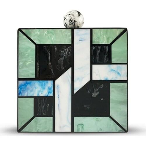 Marble Printed Acrylic Dinner Bag Geometric Stitching Clutch Bag Purses and Handbags Luxury Designer Evening Clutch Bags