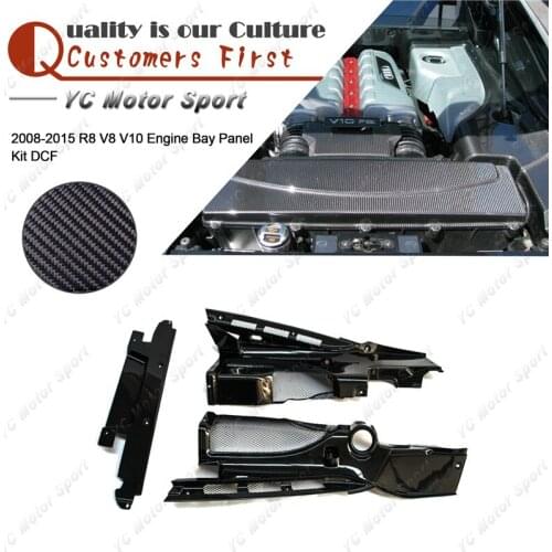 Car Accessories Dry Carbon Fiber Interior Trim Fit For 2008-2015 R8 V8 V10 Engine Bay Panel Kit