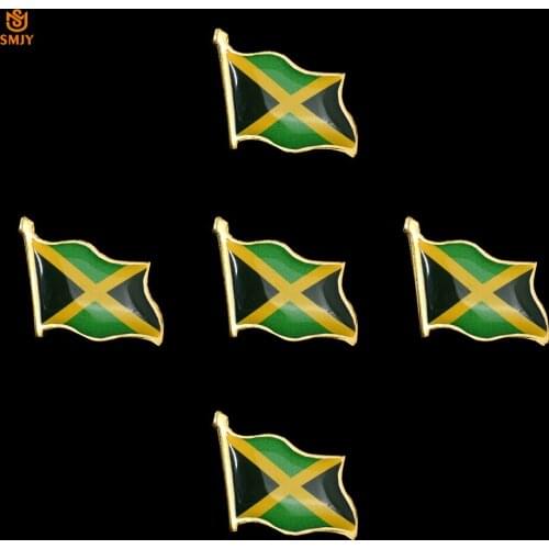 5PCS Jamaican Patriot Enamel Flag Brooch Unisex Wife/Tie Lapel Decoration Badge Brooch Pins Jewelry Accessories Collection