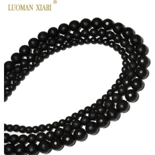 AAA+ Wholesale Black Faceted Dull Polish Matte Onyx Natural Stone Beads For Jewelry Making DIY Necklace Bracelet 6/8/10 mm