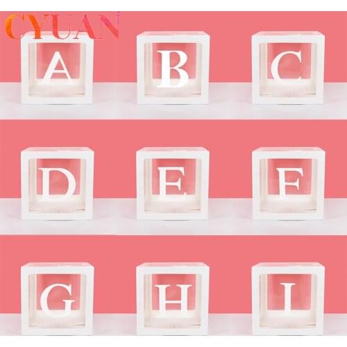 CYUAN A-Z letter Box Balloons Gift Box Baby Shower Boy Girl Party Christening 1st 2st First Birthday Party Decoration Babyshower