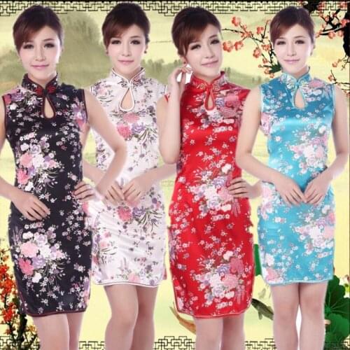 Shanghai Story Cheap cheongsam Qipao new sale sleeveless cheongsam vintage cheongsam dress Qipao 4 color Oriental Style Dress