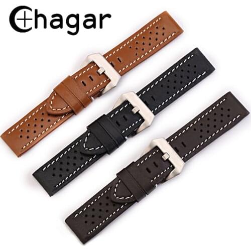 Breathable Genuine Calf Leather Watchband Sports WristWatch strap 20mm 22mm 24mm 26mm handmade watch Bracele accessories for men