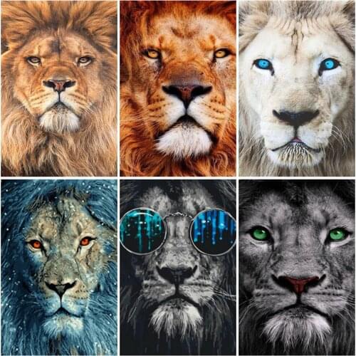 EverShine 5D Diamond Painting Animal Bead Embroidery Diamond Mosaic Lion Cross Stitch Wall Art Needlework Handmade Hobby Gift