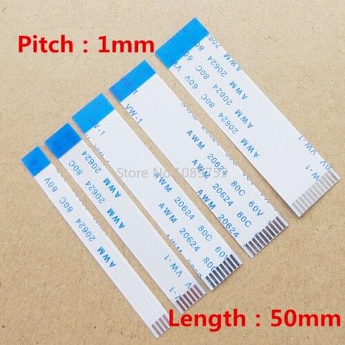 10PCS FPC/FFC Ribbon Flexible Flat Cable Pitch 1.0MM Reverse B Type Wire Length 5CM 4P/6/8/10/12/20/24/30pin