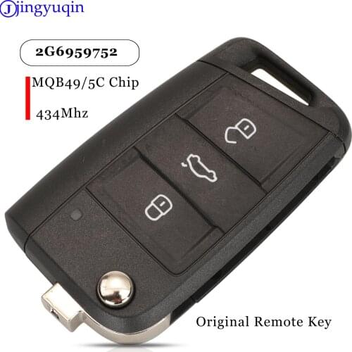 Jingyuqin Remote Car Key Fob 434mhz MQB49/5C Chip 2G6959752 For For VW Volkswagen POLO 2017 3 Buttons
