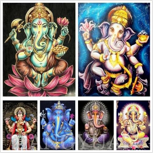 Full Square/round Drill Diamond Painting India Elephant God Cross Stitch Handmade Diamond Embroidery Animals Mosaic Home Decor