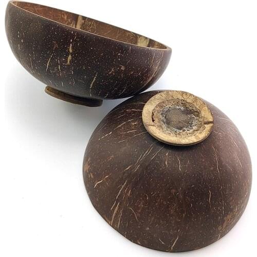 Creative Natural Coconut Bowl with Pedestal Eco Friendly Soup Noodle Rice Bowl Bowls Handicraft Art Work Decoration Not Swing